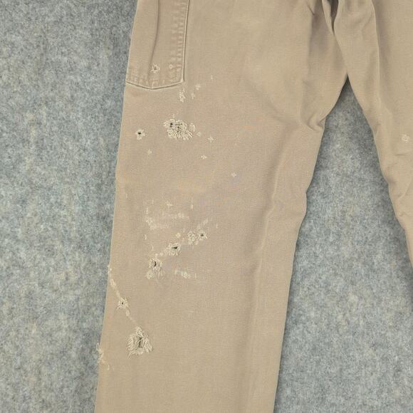 Carhartt Pants Mens 30x32 Tan B11 Duck Dungaree Carpenter Distressed Workwear - Picture 12 of 15